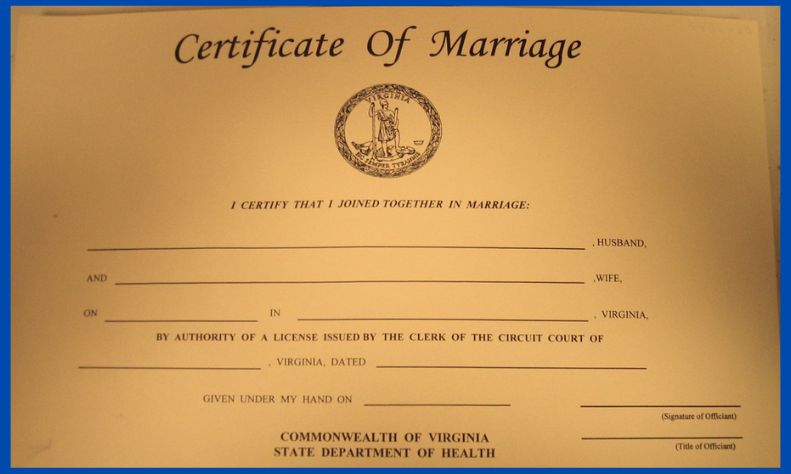 Marriage Certificate Virginia